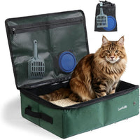 Luxtude Travel Litter Box for Cats, Portable and Easy to Clean – Daily Care for Cats - Green / Large
