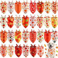 Chunful 30 Pcs Fall Bandanas for Dogs Autumn Dog Bandanas with Maple Leaves Pumpkin Patterns Soft Bibs Adjustable Triangle Doggie Scarf for Small Medium Large Pet Fall Costume 25.6 x 17.7 x 17.7 Inch