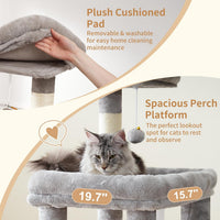 Heybly Heavy Duty Cat Tree with Large Base for Large Indoor Cats - Light Gray / XL - image 3