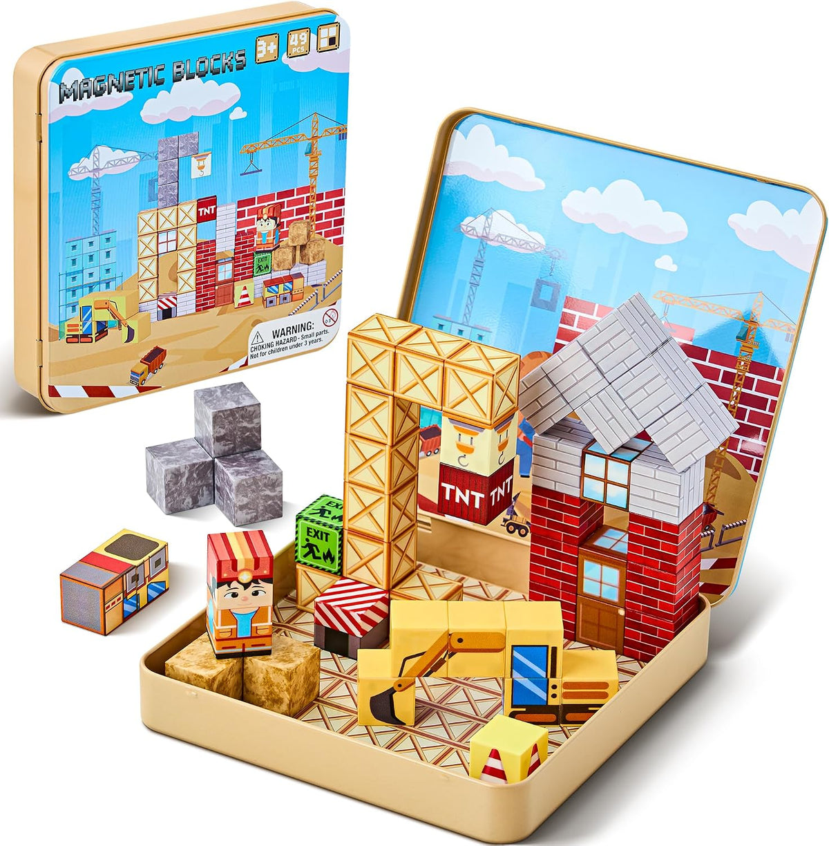 EWED 200 piece forest themed magnetic building blocks with trees, houses and figures - view 4