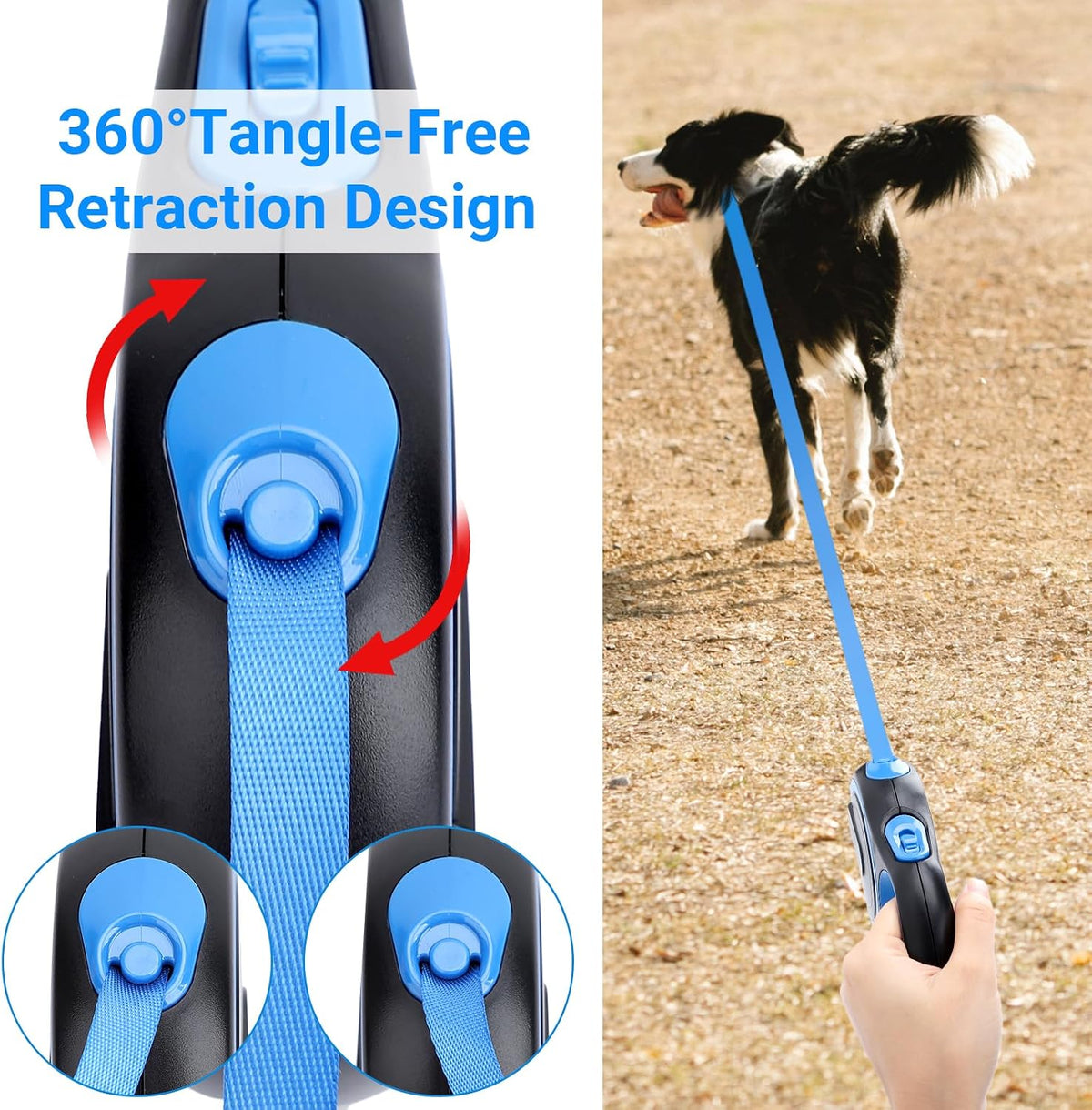 Segarty 26ft Dog Leash Retractable - Blue / 16ft(up to 44 lbs) - image 4