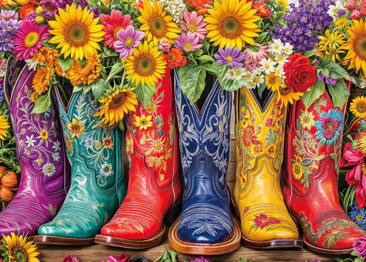 1000 Piece Jigsaw Puzzle, French Riviera Flower Market - Flower Boots