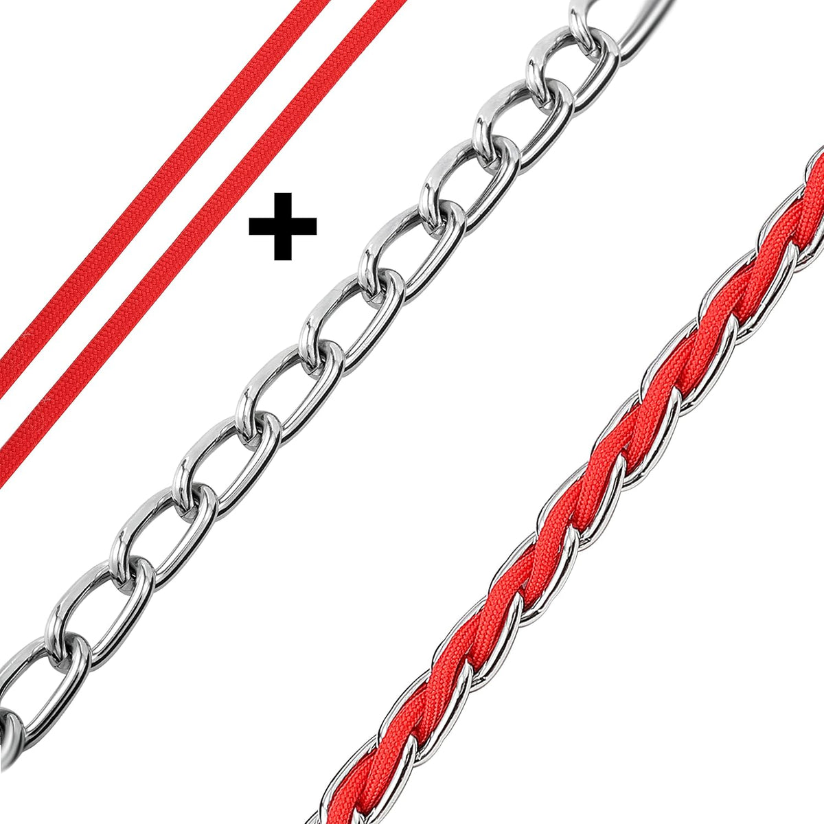 Chain Dog Leash, Bite-Proof Metal Leash - Red / 5.2FT(5-30lb) - image 4