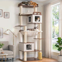 Modern Cat Tree, 76'' Tall Cat Tower, 3 Big Platform GCT103WB - Walnut / 75.98 inches