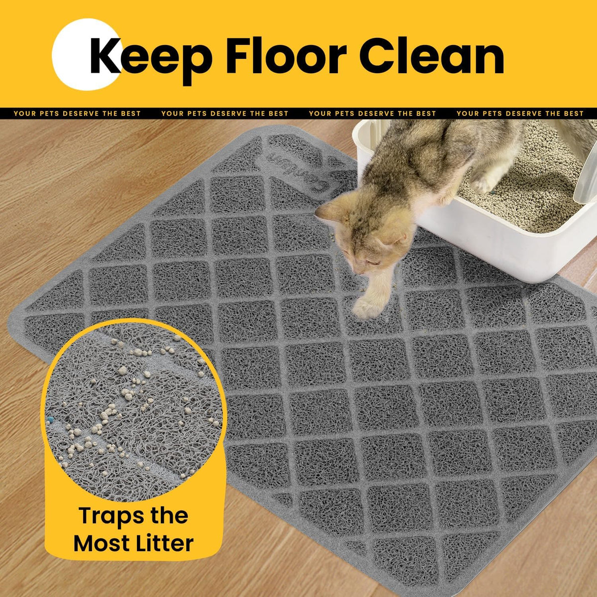 Conlun Cat Litter Mat Litter Trapping Mat - Charcoal / Small (24" x 17") - image 3