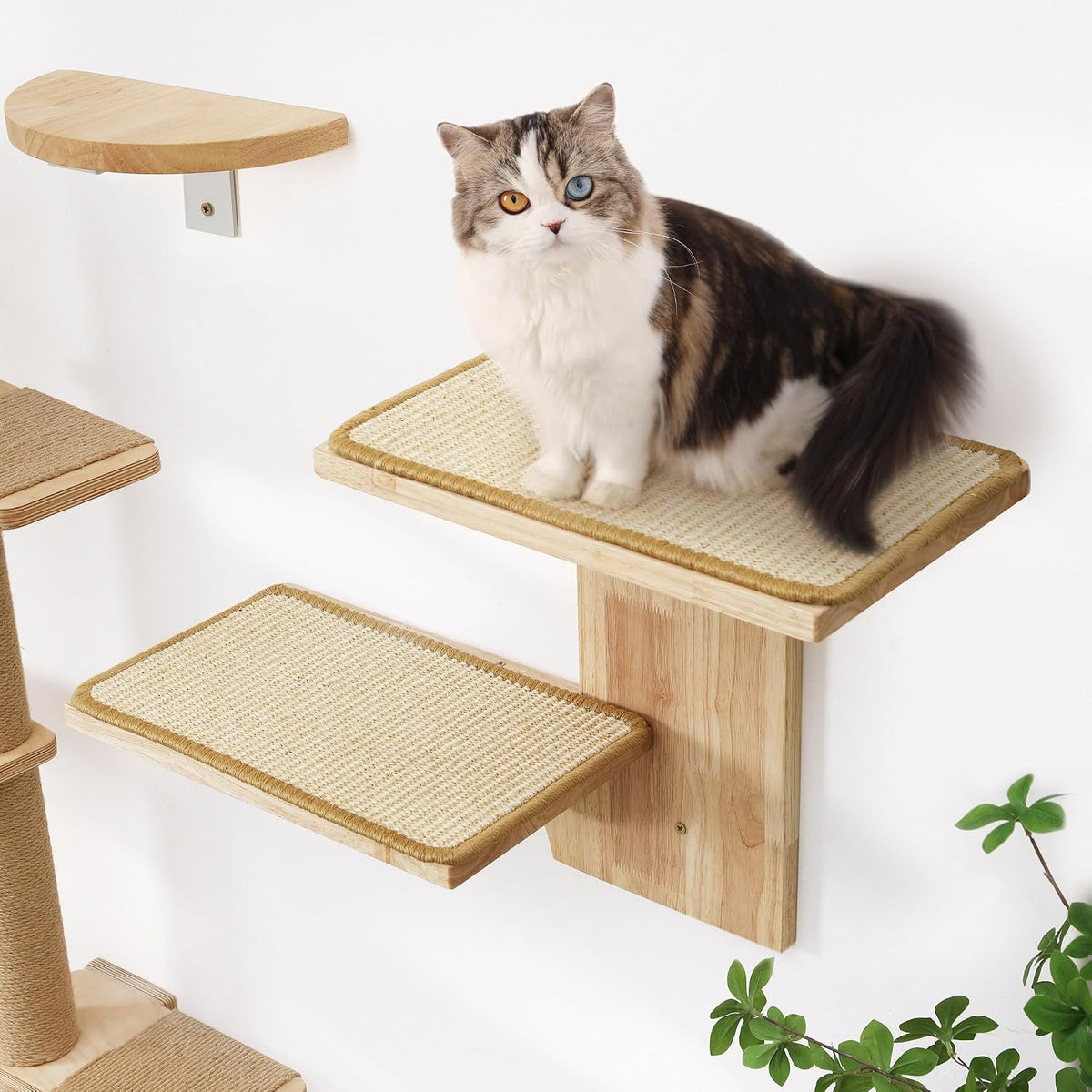 FUKUMARU Cat Wall Shelves, 2 Platform with Soft Cushion Perch – Essentials for Cats - Sisal mat - image 2