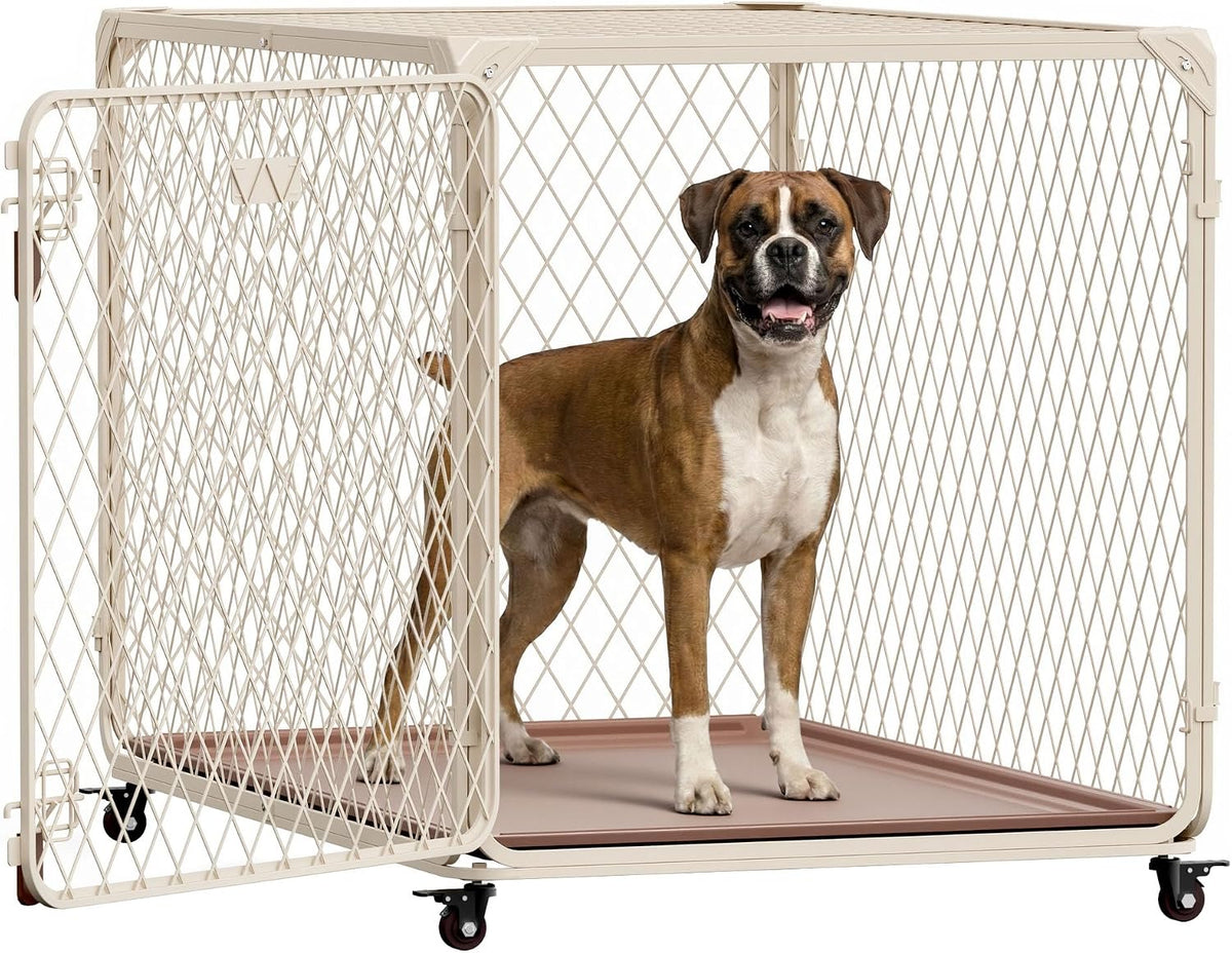 30 Inch Diamond Mesh Dog Crate for Small Dogs - 43.2"L x 29.1"W x 29.4"H