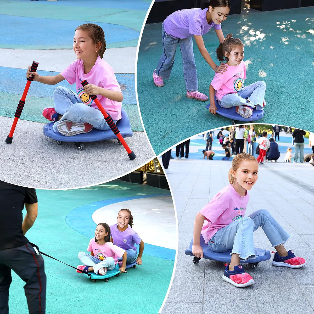 LLYJJKUWL large plastic scooter board for kids with side handles and swivel wheels - view 7