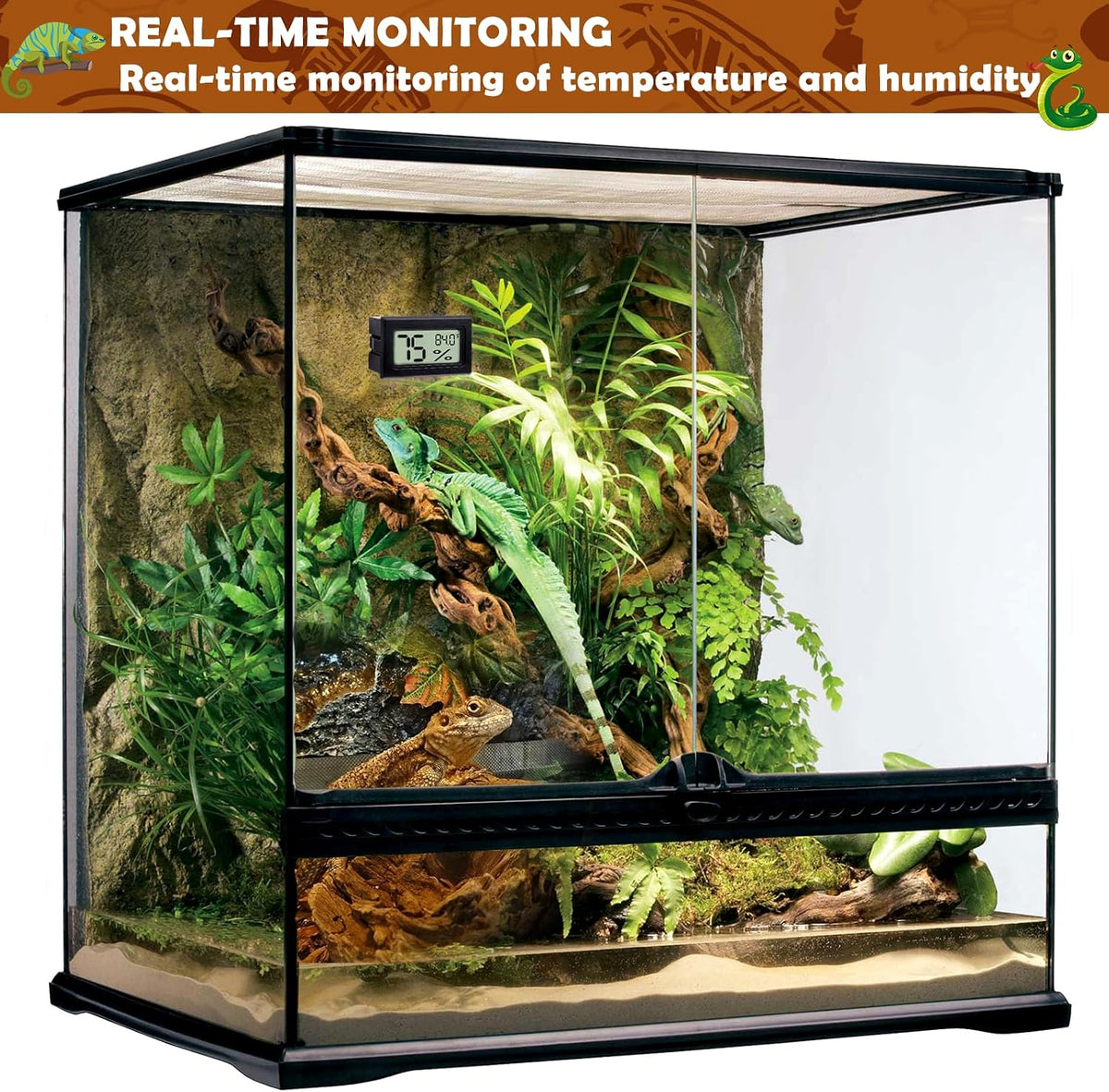Reptile Thermometer and Humidity Gauge - 2PCS Rectangular - image 4