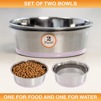 Neater Pet Brands Stainless Steel Dog Bowls with Non-Slip Rubber - 3 Cup (Set of 2) / Light Pink - image 3