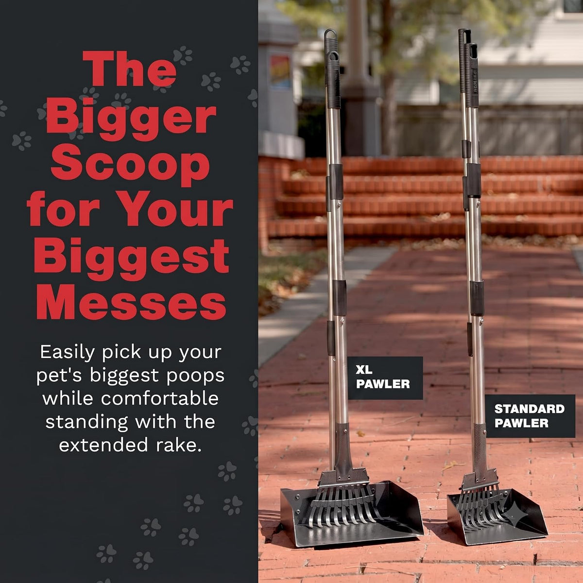 Pooper Scooper for Dogs, Heavy Duty Long Handle Rake - 2 Piece Set - X Large- Silver - image 3