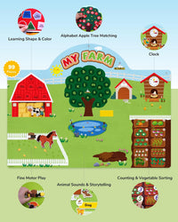 CHEFAN farm animals felt story board set with barn, tractor, cows, sheep and pond pieces - view 10