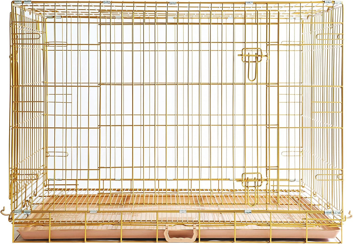 Homey Pet 30 Inch Dog Crates for Small Medium Dogs - 42.5"L x 27.4"W x 33.0"H / Gold