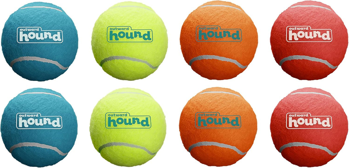 Outward Hound Squeaker Ballz Tennis Ball Dog Toy, 2.5", 4‑Pack - Multi Squeaker Balls / X-Small / 8-Pack
