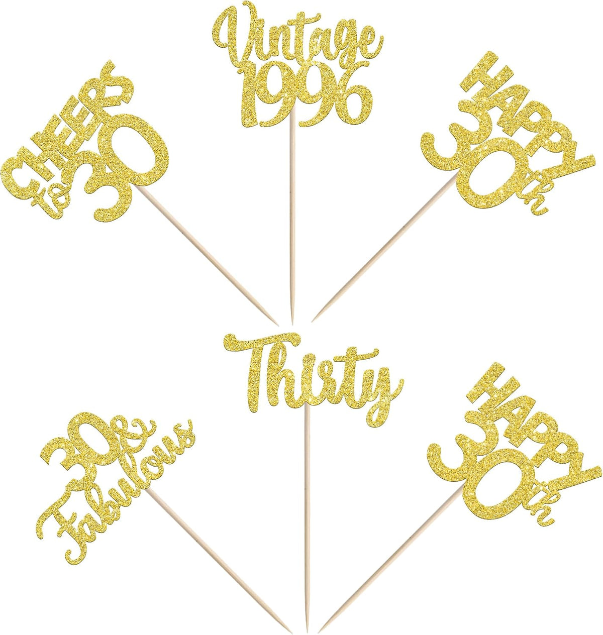 Rose gold glitter vintage 1946 cupcake toppers for an 80th birthday - view 15