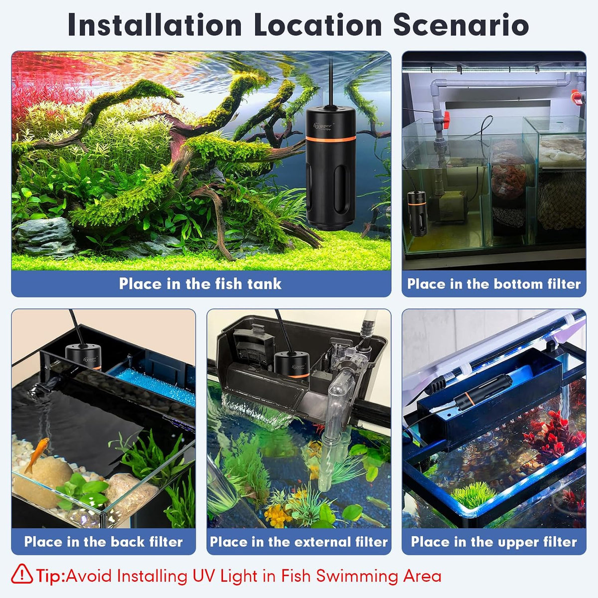 hygger Aquarium U-V Light with Timer - 5W for 13-40 Gallon - image 3