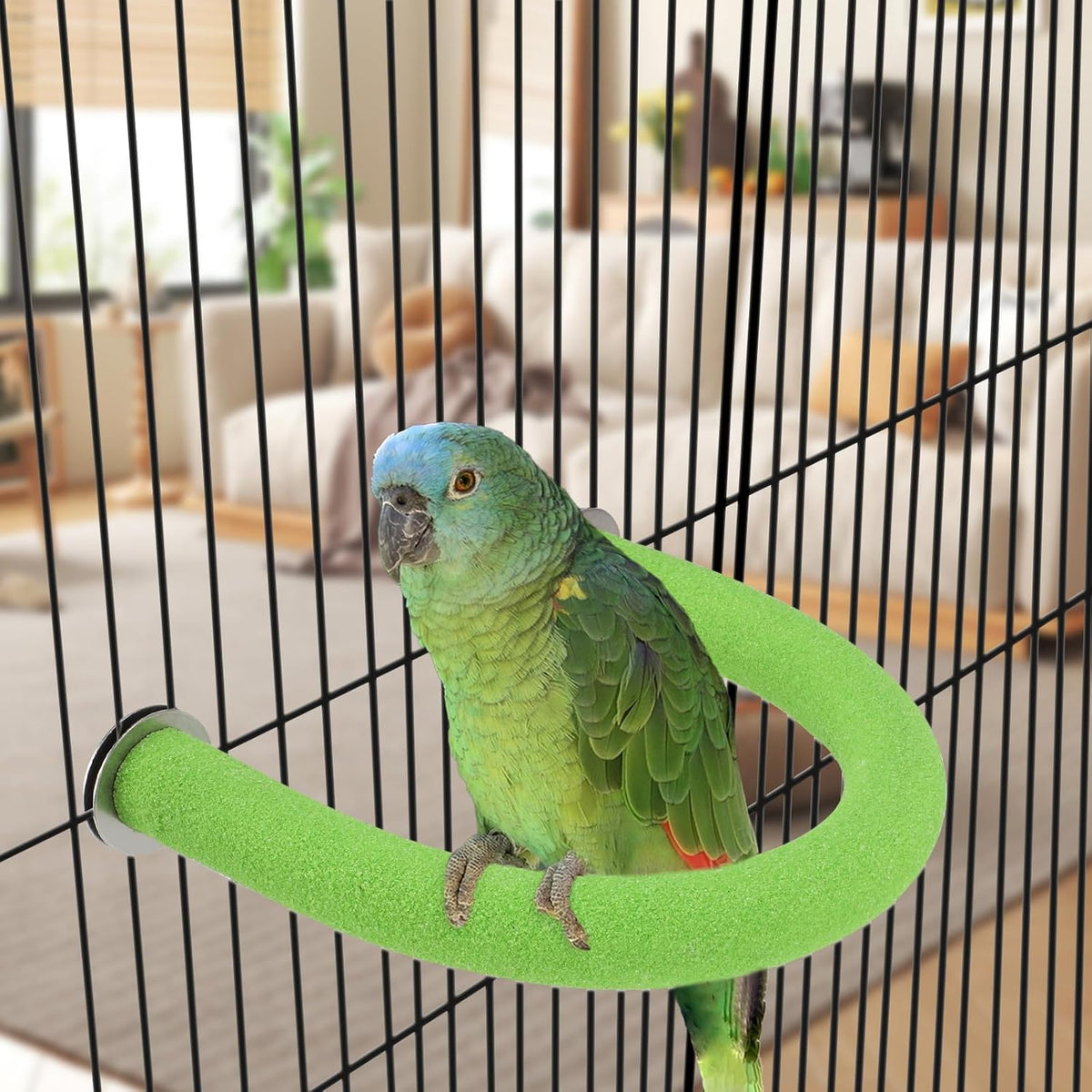 U-Shaped Large Parrot Perch, Quartz Bird Perch for Cage – Essentials for Birds - Large / Green - image 3