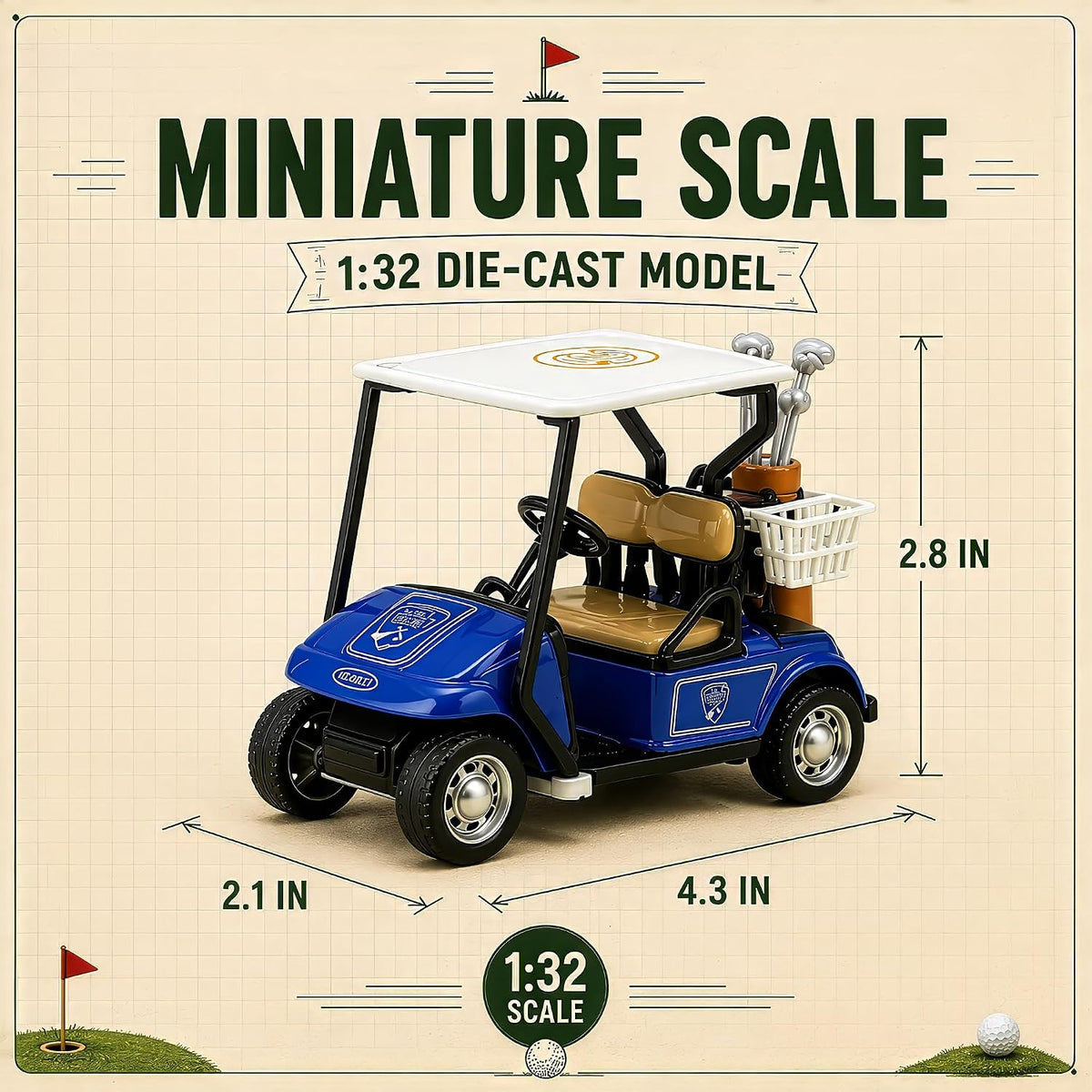 Liberty Imports mini golf cart toys, 12 pack of 4 inch diecast pullback carts in four colors - view 3