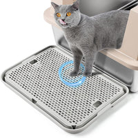 Cat Litter Box Step, Large Cat Litter Ramp with Filter Function - Light Grey Large