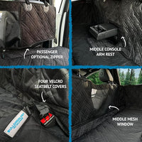 Bulldogology Dog Car Seat Cover with Mesh & Zippers Waterproof Heavy Duty Dog Hammock Backseat Protector from Dog Hair, Muddy Paws, Scratches - Pet Car Seat Cover for Cars Trucks SUVs (Large, Black)