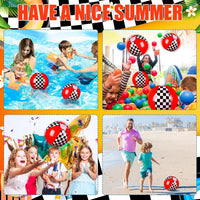 Hollowfly 12 Pack Checkered Flag Beach Balls Kids 7.87" - 7.8" / Race Car / 12 - image 4