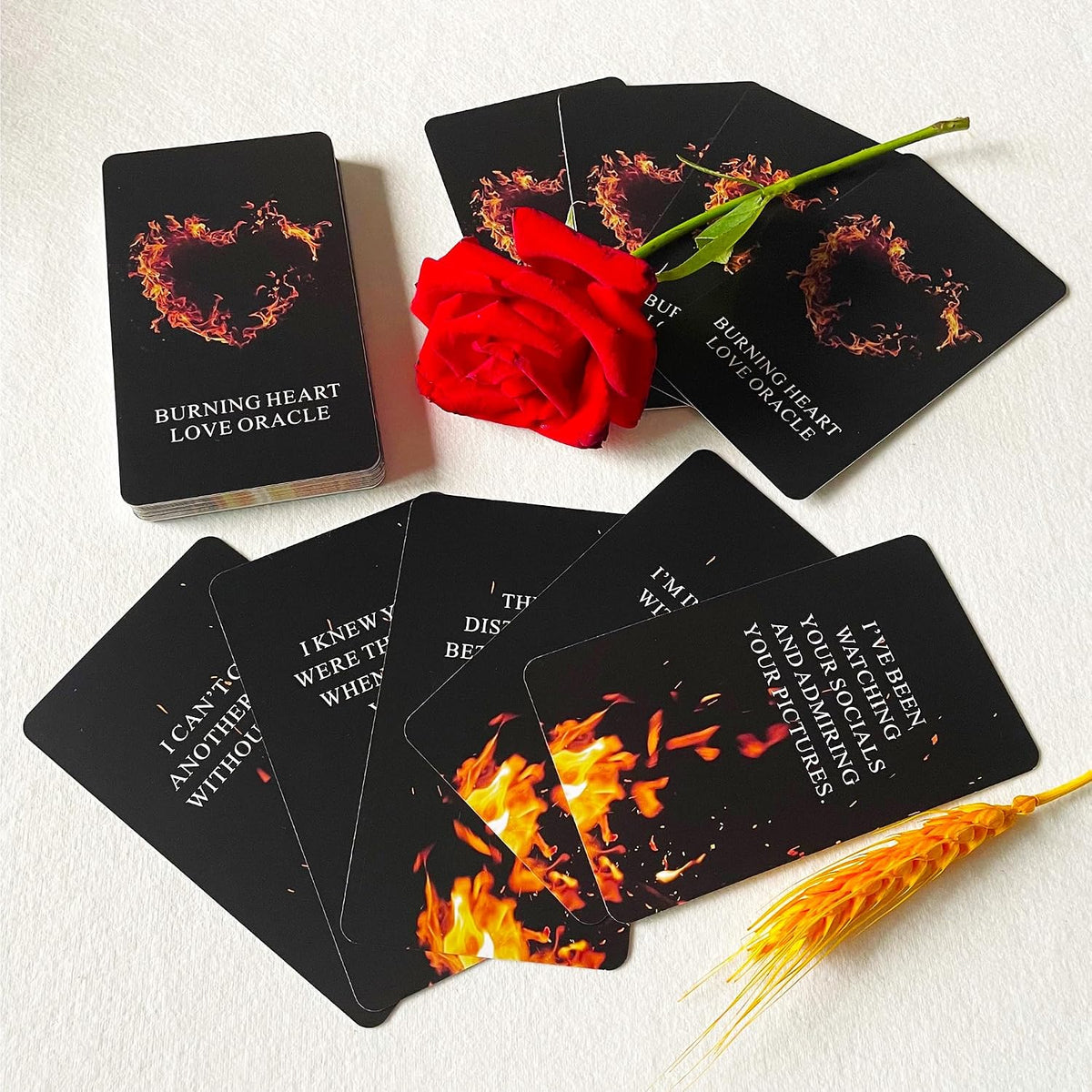 QUEENOFPAIN Burning Heart love oracle cards deck with 54 poker-sized cards and box - view 3
