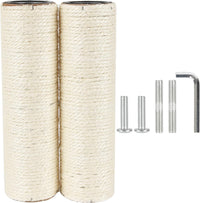 7.4cm 2.91in Diameter Cat Tree Scratching Post Replacement Sisal Pole - 9.84in/25cm / M10*2posts