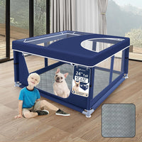 42x42 Inches Puppy Playpen with Gate - Blue / 42x42 IN With Cover&Pad