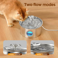 Stainless Steel Cat Water Fountain: 88oz/2.6L Pet Fountain - Fountain + 8 filter & 8 sponge - image 4