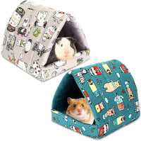UPINS 2 Pack Guinea Pig Hideout, Washable Small Animal House Bed – Daily Care for Small Pets - 9.84 x 9.84 inch / Blue Gray