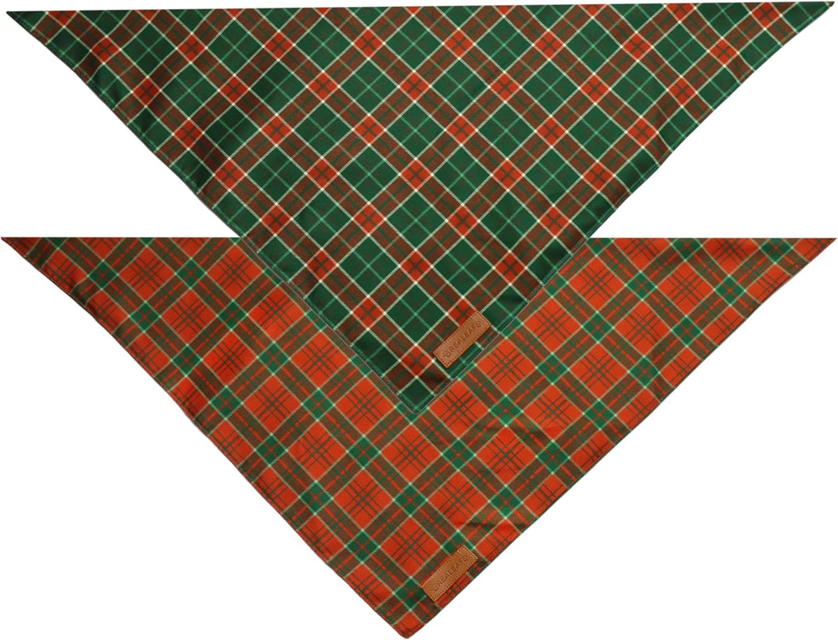 Fall Dog Bandanas 2 Pack, Orange Plaid Pet Scarf for Boy and Girl, Premium Durable Fabric, Holiday - Christmas 2 / Large - image 3