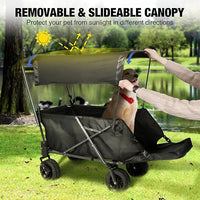 REDCAMP Folding Dog Wagon Cart with Removable Canopy Heavy Duty, 220L Large Collapsible Utility Cart Dog Stroller with Tailgate for Sports Shopping Pet, Black