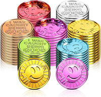 Geodurn 100 plastic pirate gold coins with embossed pirate design - view 2