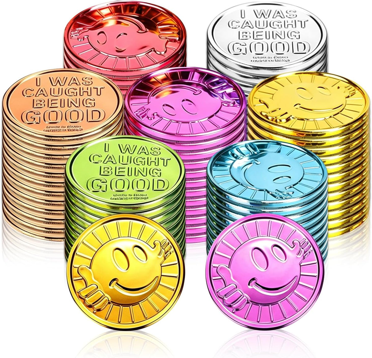 Geodurn 100 plastic pirate gold coins with embossed pirate design - view 2