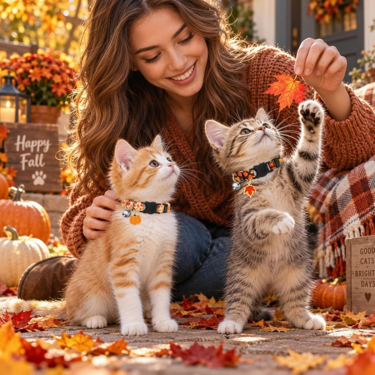 8 Pcs Halloween Cat Collars Breakaway with Bell - Pumpkin - image 4