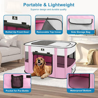 X-ZONE PET Dog Playpen, Puppy Cat Play Pen Portable Foldable Indoor/Outdoor Tent Crate Cage - Pink / X-Large - image 4