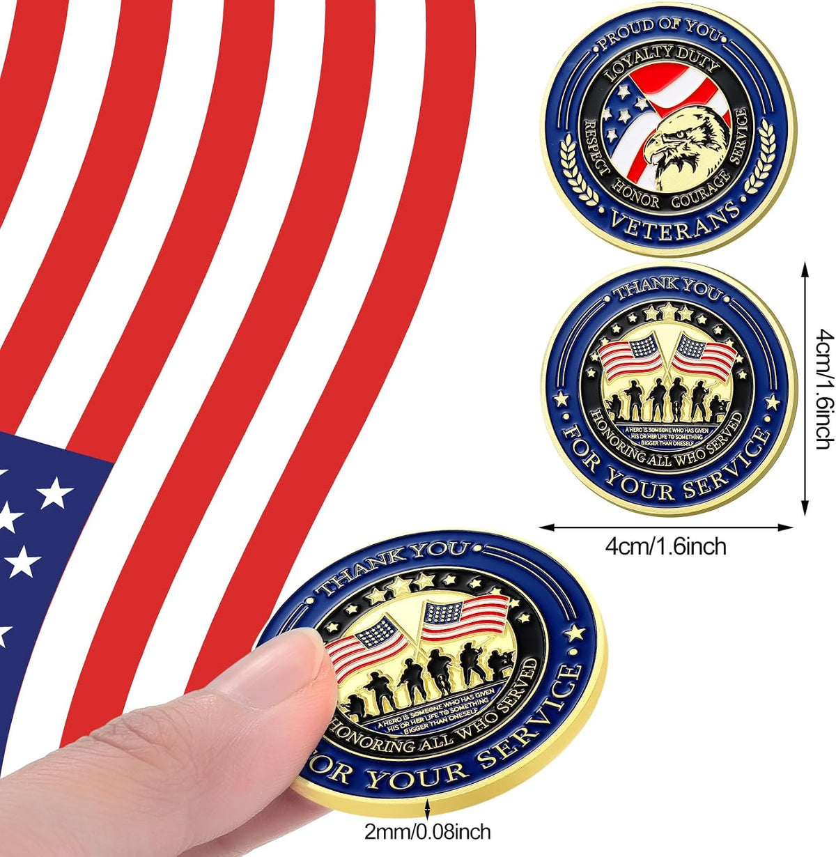 Landical 40 Pcs Military Challenge Coins Collection Set Bulk - Classic - image 2