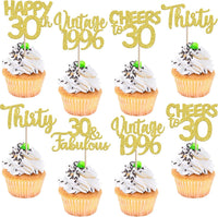 Rose gold glitter vintage 1946 cupcake toppers for an 80th birthday - view 2