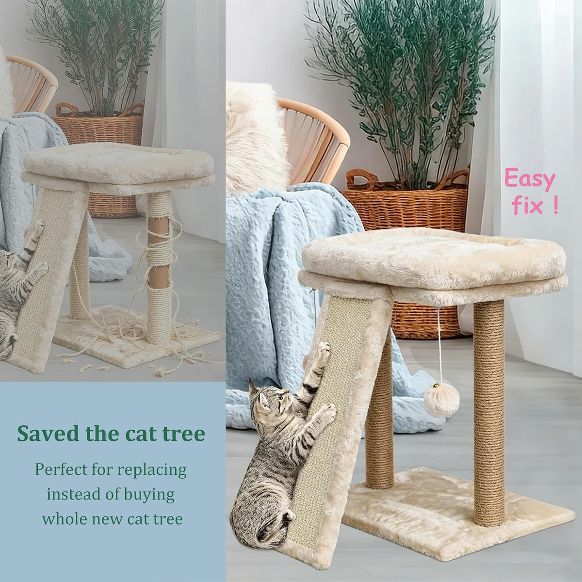 Cat Scratching Post Replacement Pole - M8*2poles / 40 cm / 15.71 in Brown - image 4