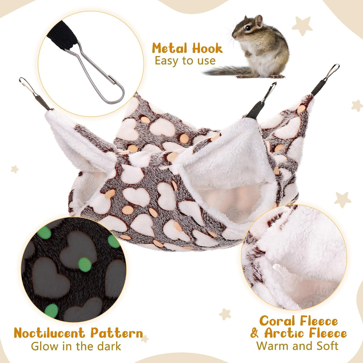 Noctilucent Luminous Guinea Pig Rat Hammock Bunkbed Hanging Tunnel - Brown - image 4