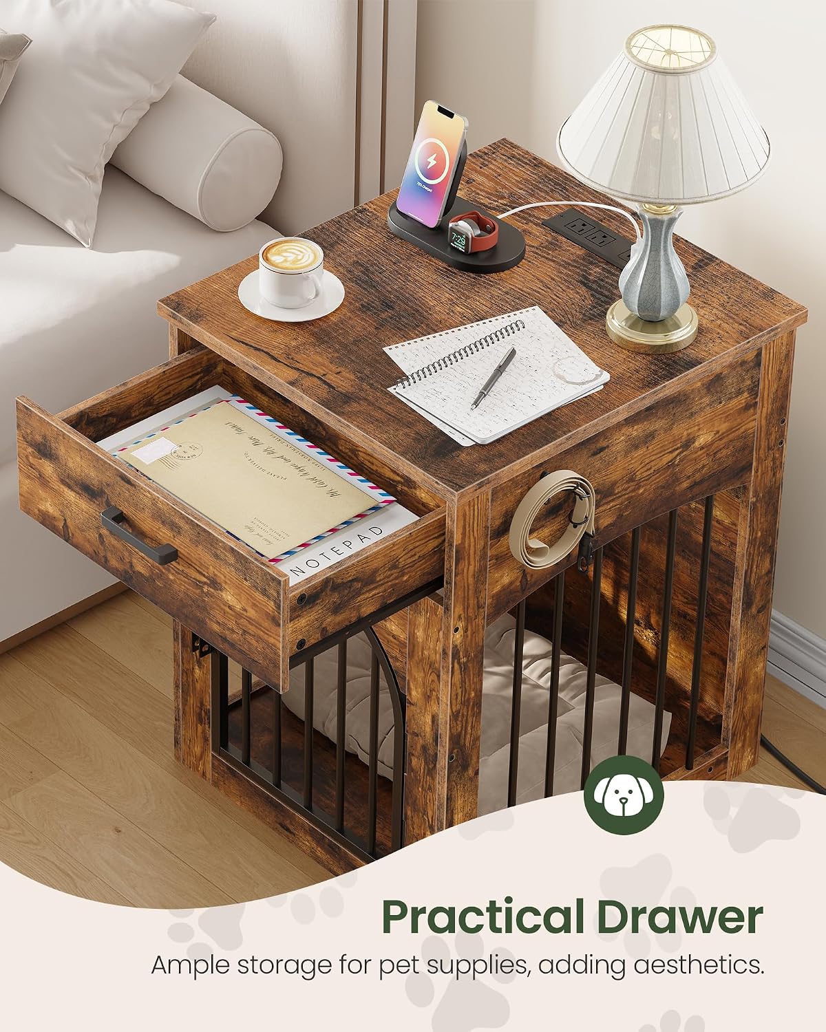 CHOEZON Dog Crate Furniture - Rustic Brown - image 4