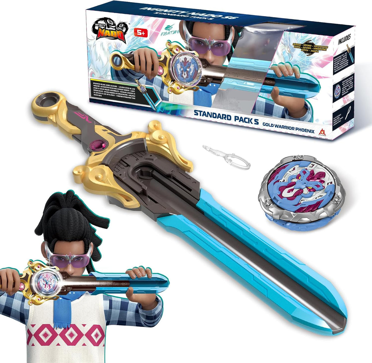 Infinity Nado sword launcher spinning top, Gale Wings metal battle top with sword-shaped launcher - view 6