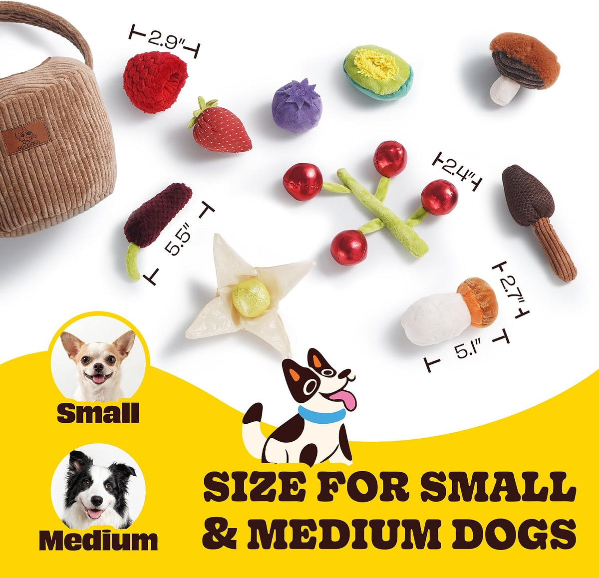 Nocciola Squeaky Bread Stuffed Dog Toys Pack - Fruits - image 4