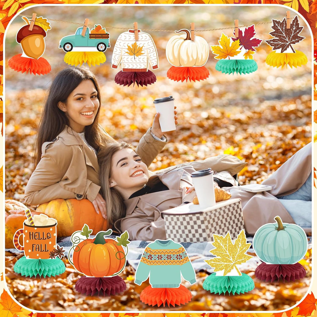 Moinchore 12 Diwali honeycomb table centerpieces with colorful 3D designs - view 13