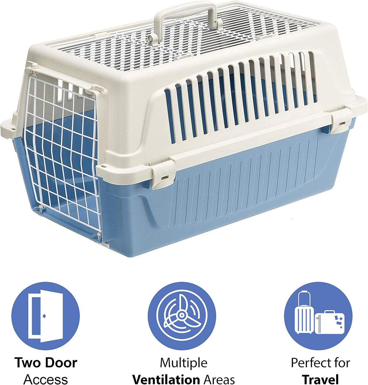 Ferplast Atlas Pet Carrier - Blue / 22.8"L x 14.5"W x 12.6"H - image 3
