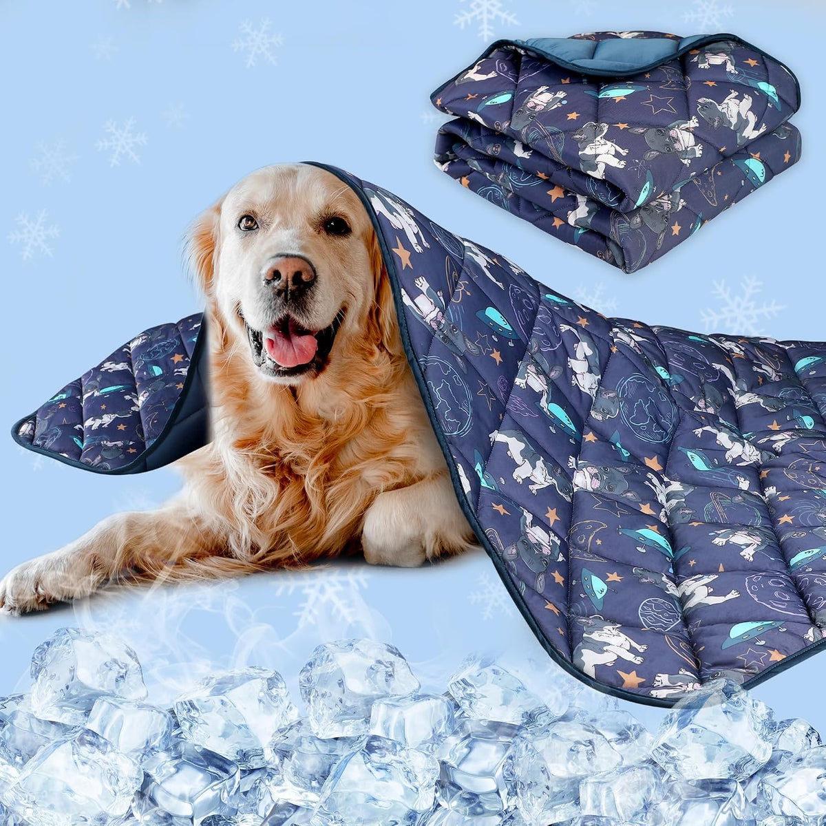 Dog Cooling Mat, Premium Lightweight Pet Cooling Blanket Bed Cover for Dogs, Cat, Puppies | Ice - X-Large / French bulldogs
