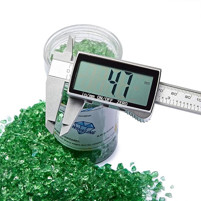 TWINKLING High Luster Fire Glass Gravel Stone Glitter,Broken Glass,Fire Gems Chips,Crushed Glass for Fire Pit Crafts Resin Art Aquarium Garden Decoration,3-6mm,1-Pound Jar (Light Green)