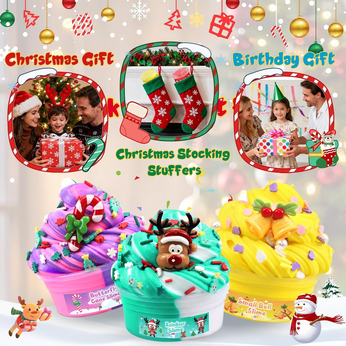 6 Pack Halloween Slime Kit, Cloud Butter Slime for Girls Boys – Fun for Kids & Family - 15 Pack Christmas Slime - image 4