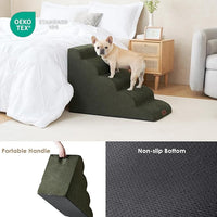 EHEYCIGA Curved Dog Stairs Ramp for High Beds 22.6" H, 5-Step Dog Steps for Small Dogs and Cats, Pet Stairs for High Bed Climbing, Non-Slip Balanced Pet Step Indoor, Olive Green