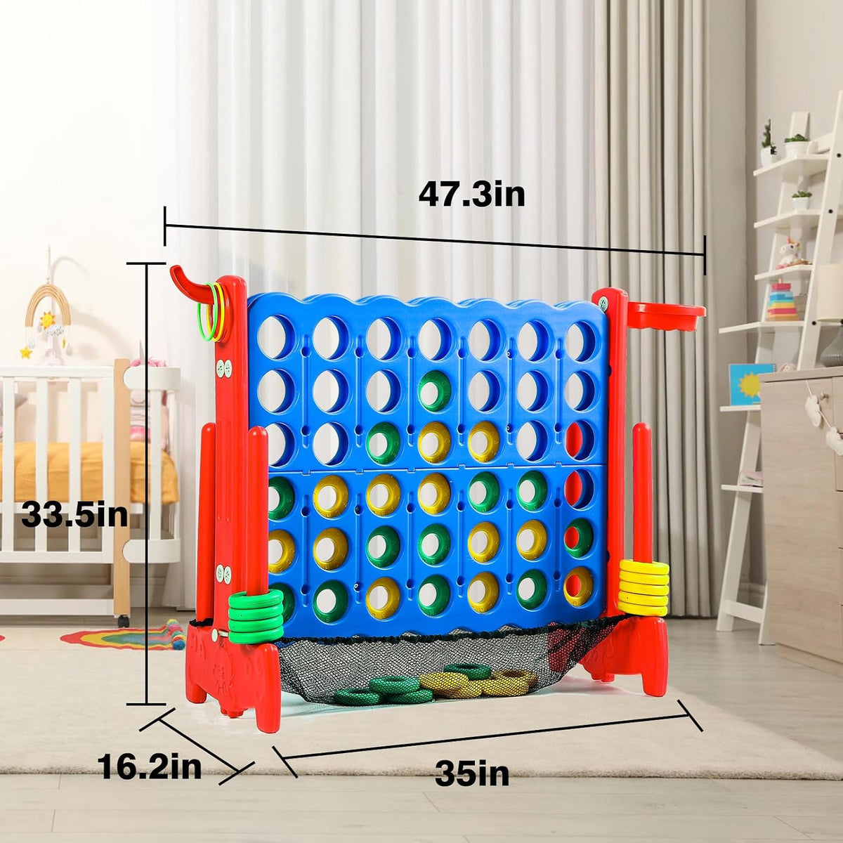 Giant 4 Row Game with Carrying Bag and Mesh Fabric .Giant 4-to-Score - Red - image 4